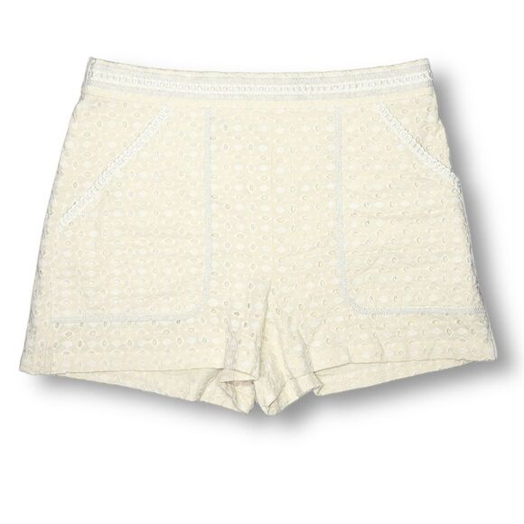 Zara Cream Eyelet Cotton Lace Shorts - Picture 1 of 9